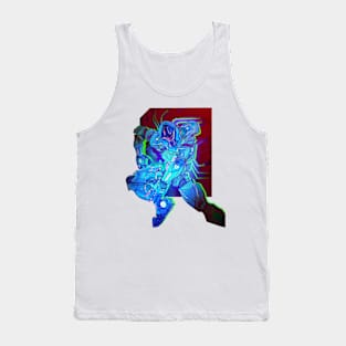 Cyberpunk robot with blue colors Tank Top